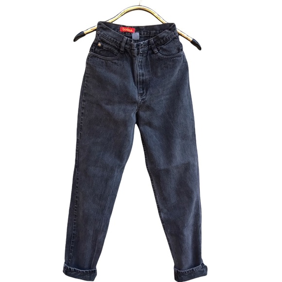 Vintage 90’s Bonjour High waisted mom jeans straight stonewashed charcoal black - Picture 2 of 9